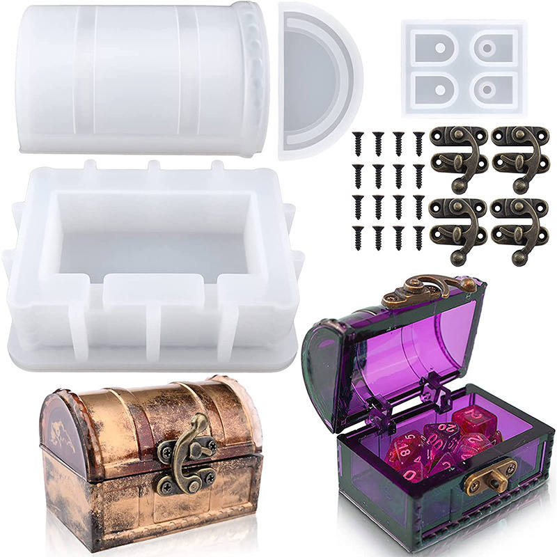 Craft Embellishment Storage - กล่องเก็บของแบบทำมือชุดพิมพ์เค้กซิลิโคนกล่องเครื่องประดับหีบสมบัติแม่พิมพ์เรซินดินยิปซั่มงานฝีมือทำวัสดุสำหรับการตกแต่งบ้าน