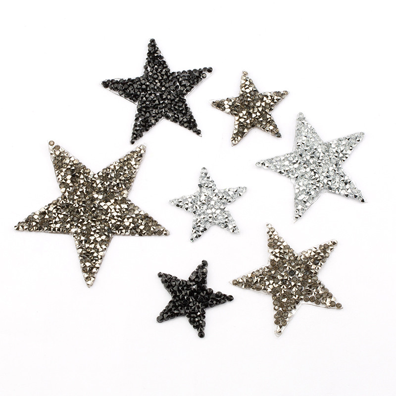 Hotfix Rhinestone Sheet - 4/6/8 ซม.Hotfix Jet Hematite Star Rhinestone