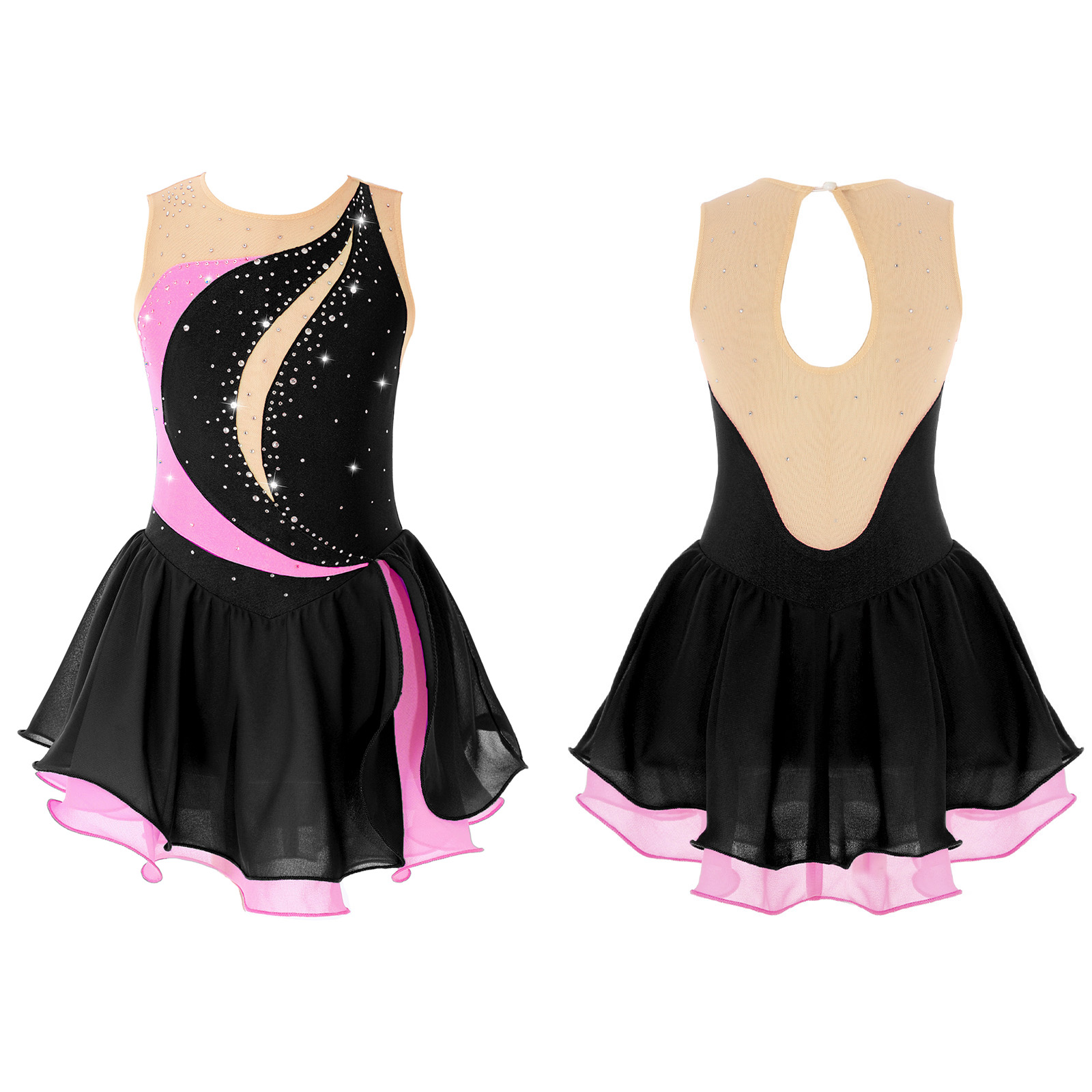 สเก็ตลีลาชุดสําหรับเด็กผู้หญิง - Rhinestone Banding Trim บทวิจารณ์และราคา