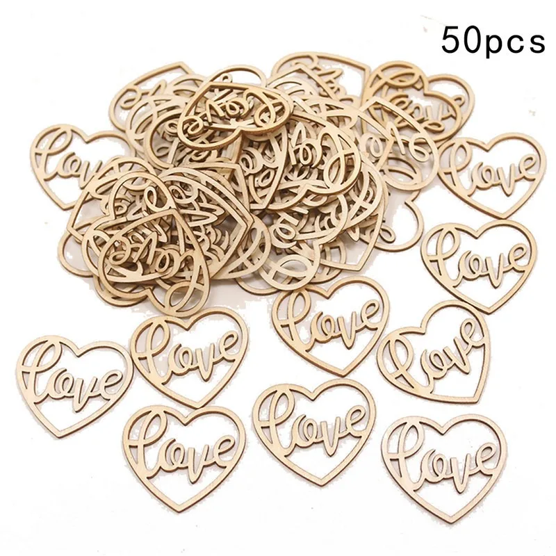 50 ชิ้น ของตกแต่งรูปหัวใจไม้ ช - Craft Embellishment บทวิจารณ์และราคา