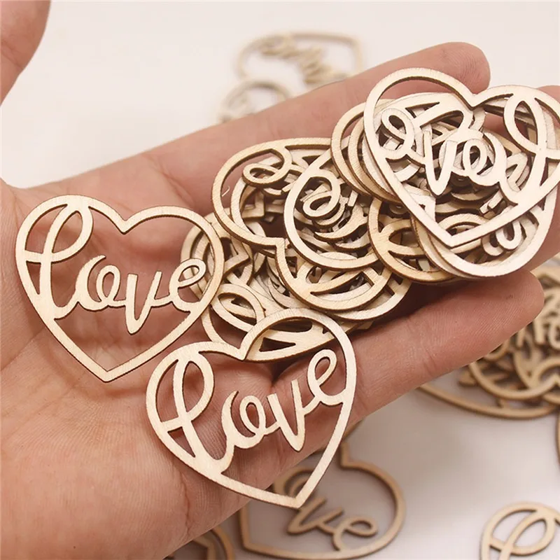 50 ชิ้น ของตกแต่งรูปหัวใจไม้ ช - Craft Embellishment บทวิจารณ์และราคา