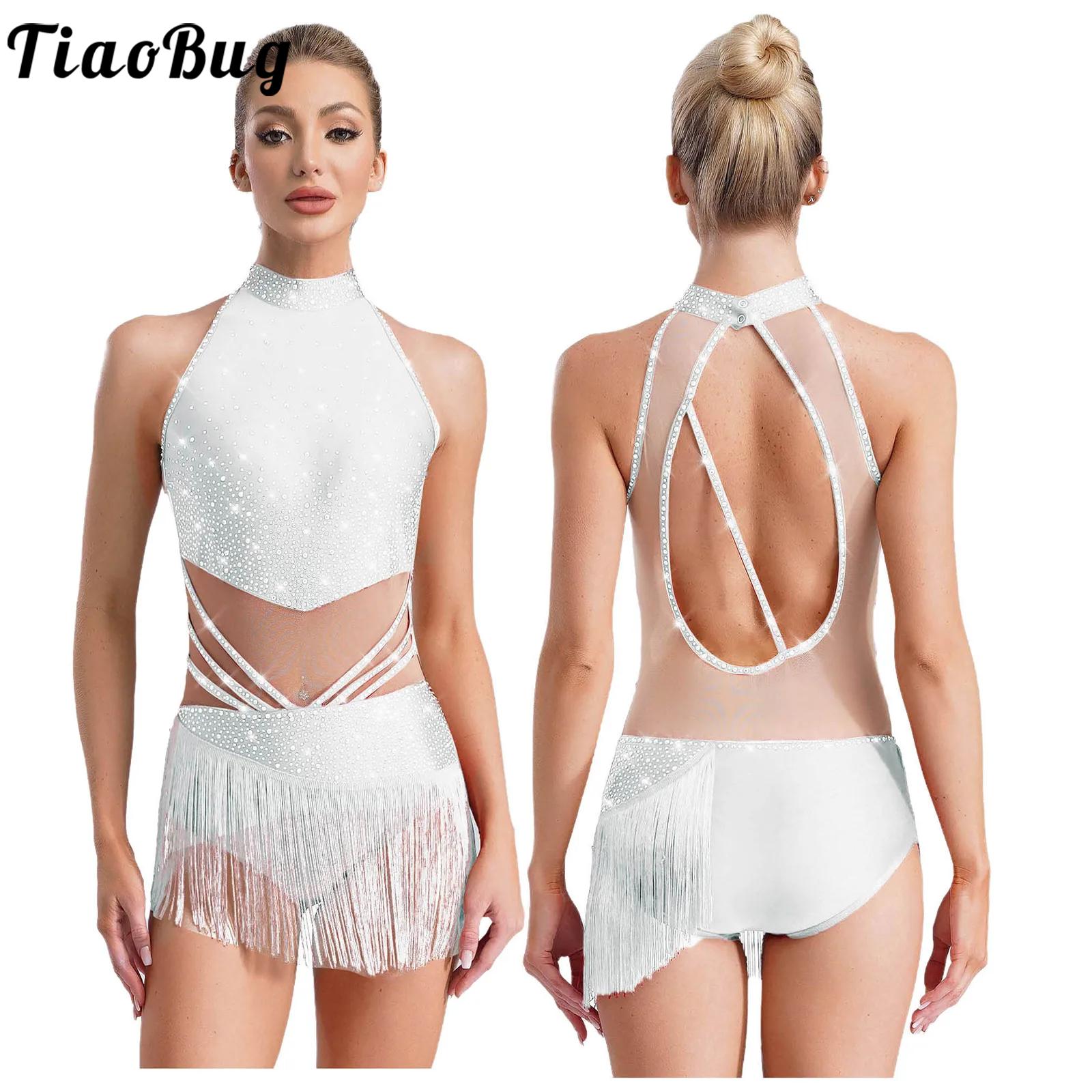 ผู้หญิงเต้นรําจังหวะชุดแขนกุด  - Rhinestone Banding Trim บทวิจารณ์และราคา