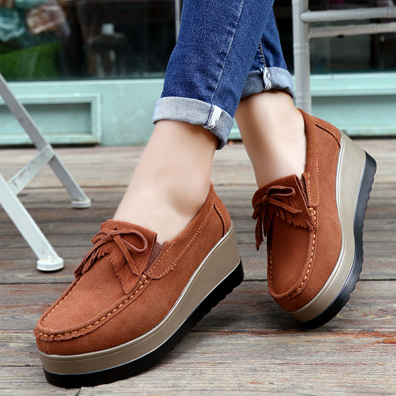 แฟชั่นหนังนิ่มสีเขียวรองเท้าผู - Tassel Fringe Trim บทวิจารณ์และราคา