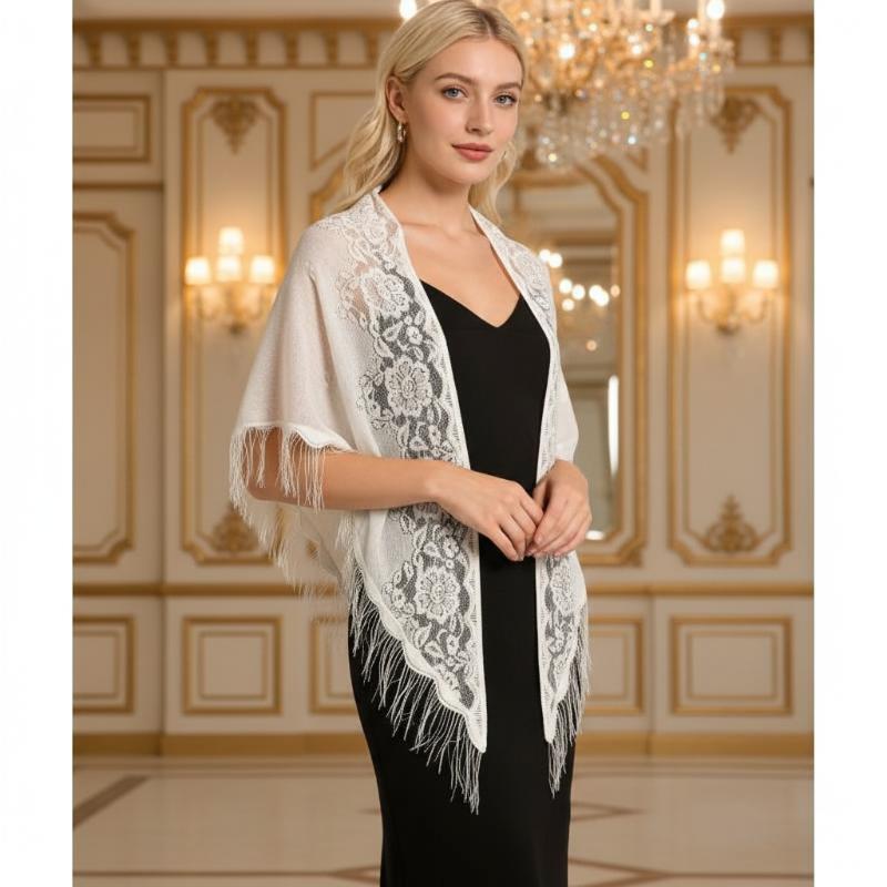 ผ้าคลุมไหล่แต่งงานลายลูกไม้ดอก - Tassel Fringe Trim บทวิจารณ์และราคา