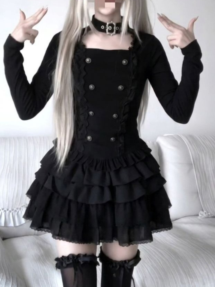 ชุดเซ็ต 2 ชิ้นสไตล์โกธิคฮาราจู - Elastic Lace Trim บทวิจารณ์และราคา