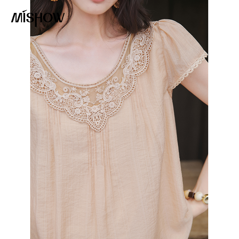 MISHOW เสื้อลูกไม้คอกลมกางเกงข - Elastic Lace Trim บทวิจารณ์และราคา